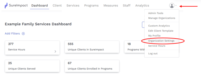 Adding Your Logo to SureImpact - Click Organization Settings