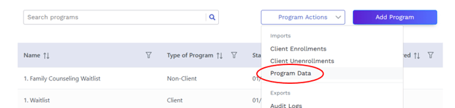 Bulk Import Program Data