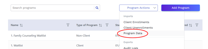 Bulk Import Program Data